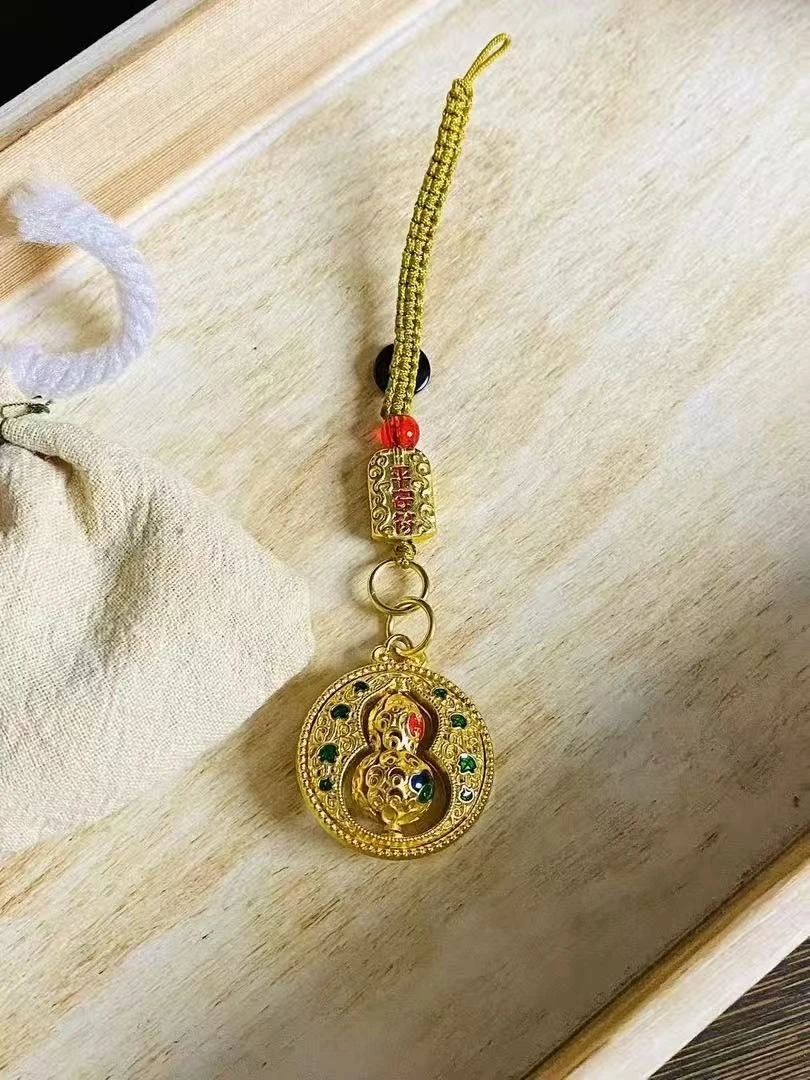 合成金属布艺手链 吉彩平安转动葫芦挂件