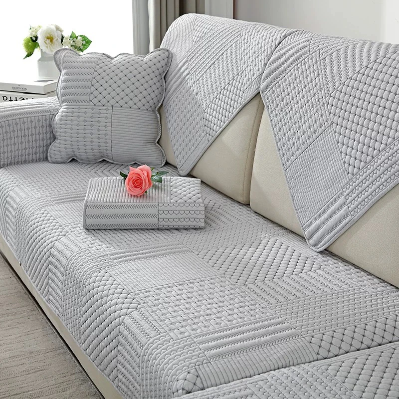 《辉岳》约110x210 中灰色小爱心棉质沙发垫 发一个微瑕