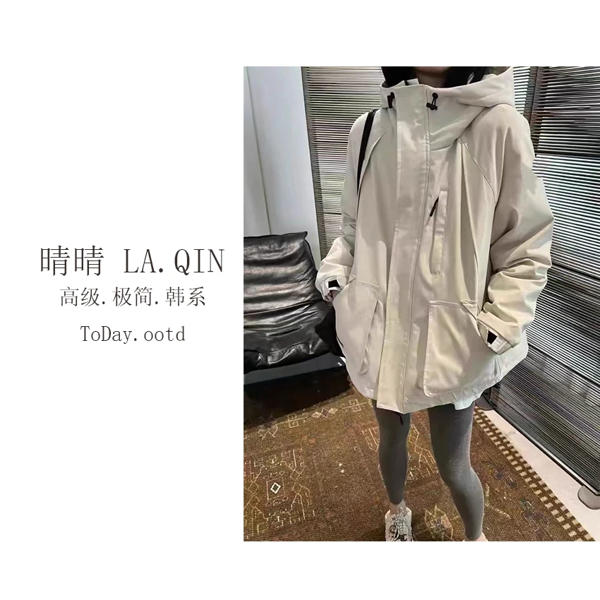晴晴家-【大冒险家】韩系早春时尚潮流新款通勤大口袋连帽外套5115