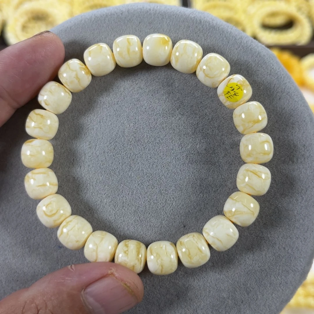 未镶嵌蜜蜡手串俄料同料瓷白金丝纹