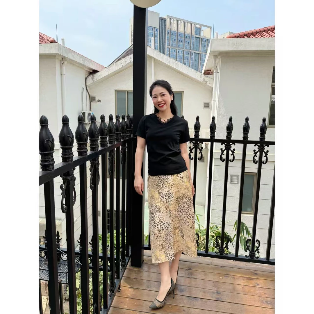 【若衣】豹纹印花后开叉半裙250200