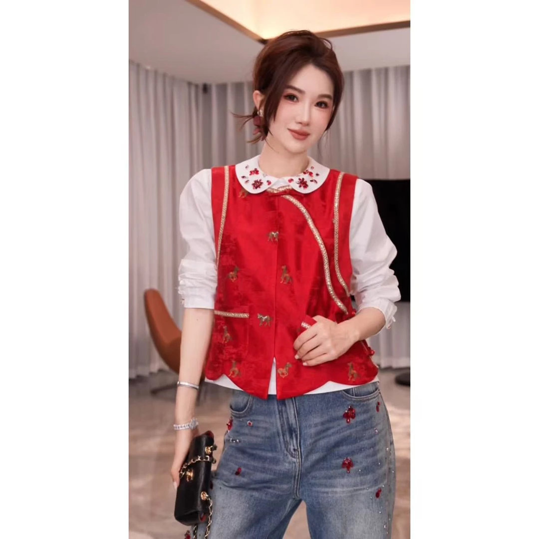 yiyiya.Guo艺艺吖【新年好马甲】新中式中国风斜襟马甲120157SS52