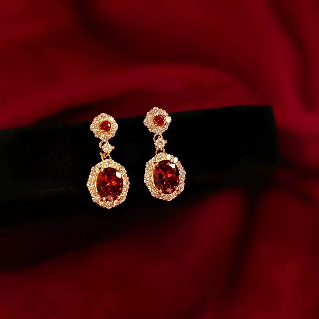 YHKINGS1390设计师款红蔷薇宝石耳钉简约多样性发其一不带礼盒