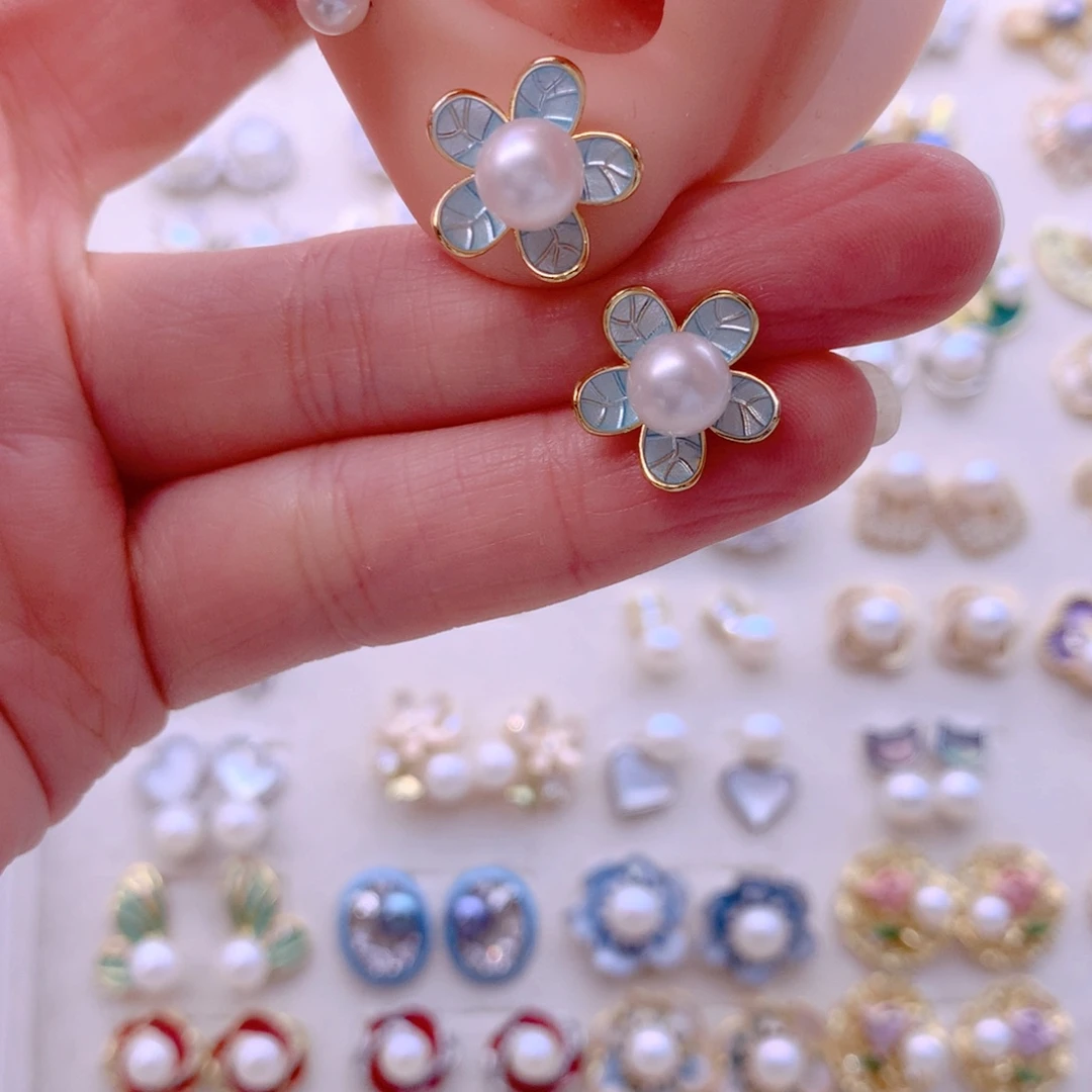 合金淡水珍珠耳饰