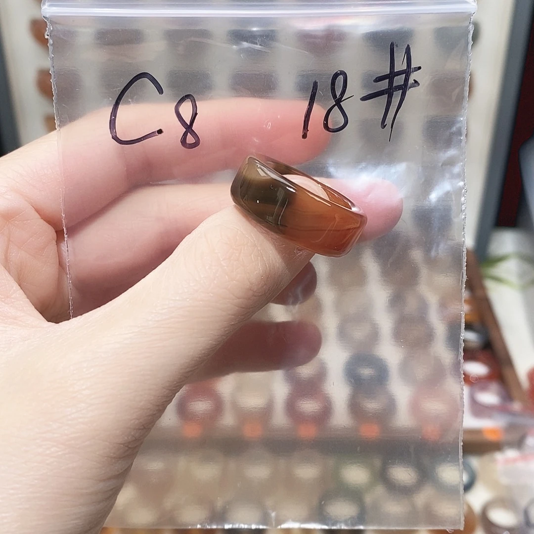 玛瑙/玉髓未镶嵌戒指港18码微瑕不退换