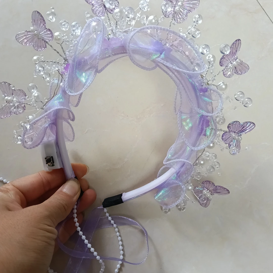 小轻奢版簪花仙子蝴蝶兰真手感发箍精美成品