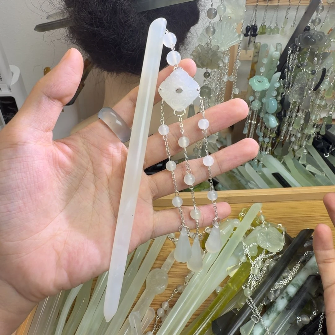 合金蛇纹石玉发饰