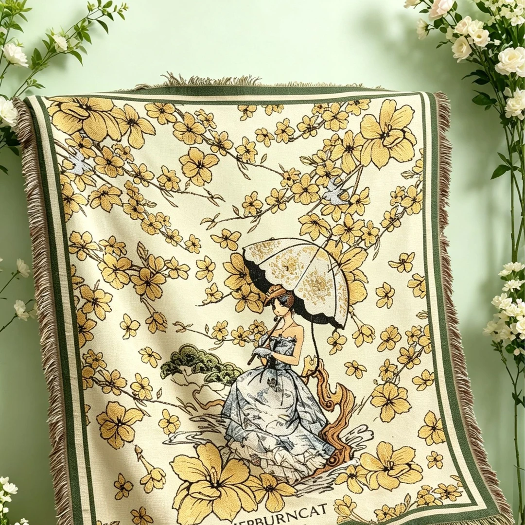 Hepburn Cat 赫本猫四季盖毯复古印花