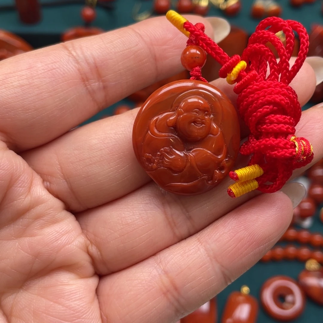 南红玛瑙未镶嵌川料南红满肉佛公吊坠