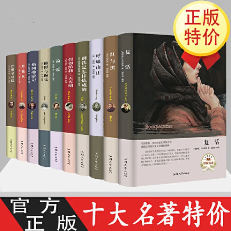 世界十大名著全10册套装正版外国文学小说简爱傲慢与偏见红与黑巴