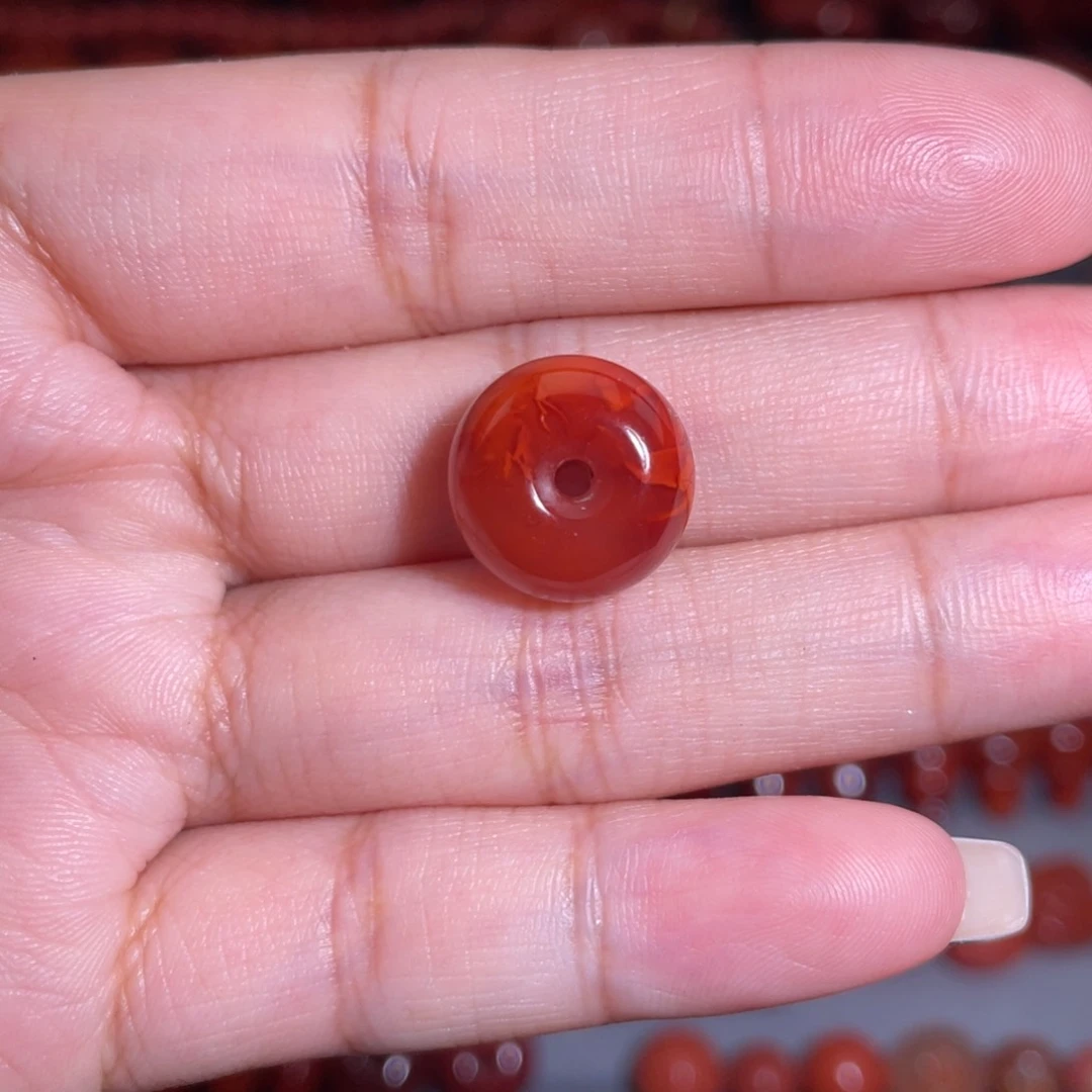 南红玛瑙瓦西火焰平安扣13mm+未镶嵌