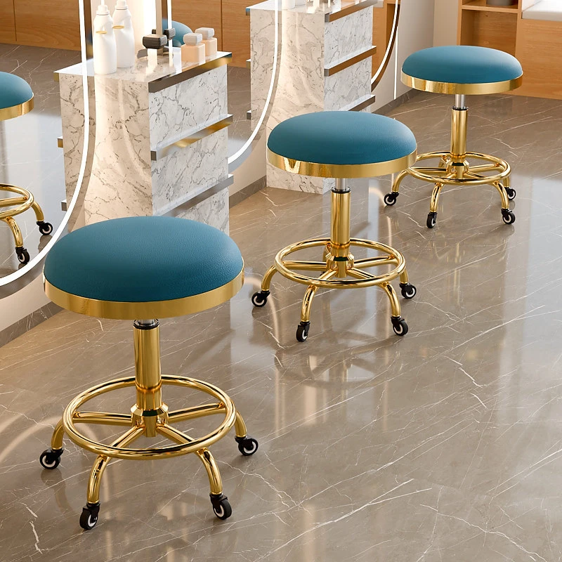 美容美发专用旋转升降圆凳带滑轮适合理发店美甲店学习转椅升级椅