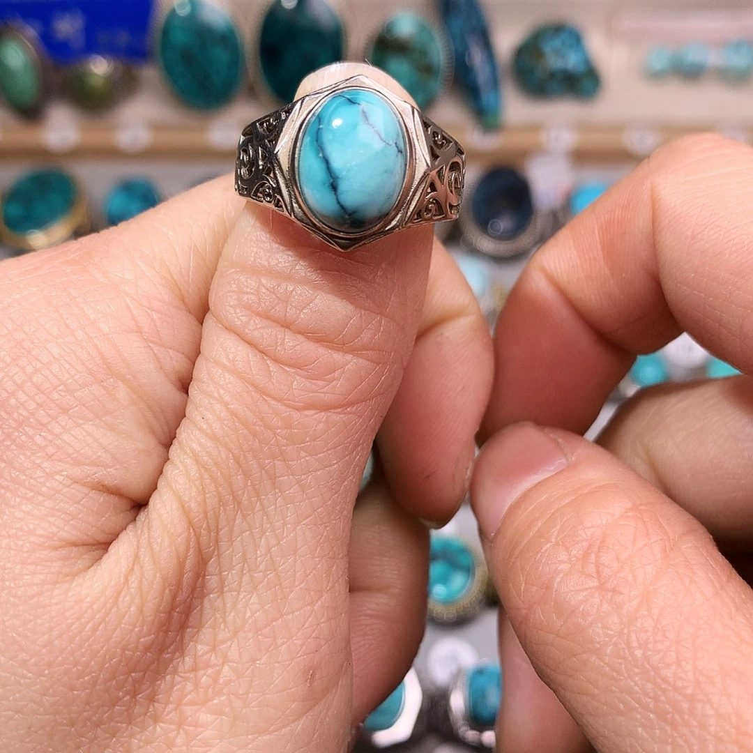 绿松石挂件银S925镶嵌