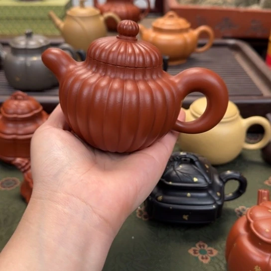 粗***纸茶壶紫砂道洪筋纹掇只朱泥