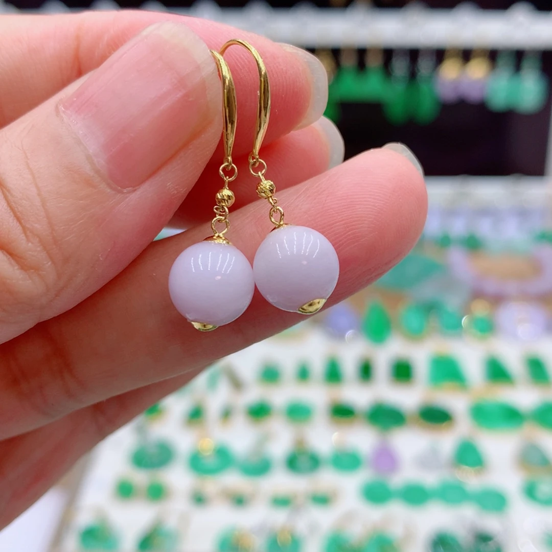 翡翠18K金镶嵌耳饰