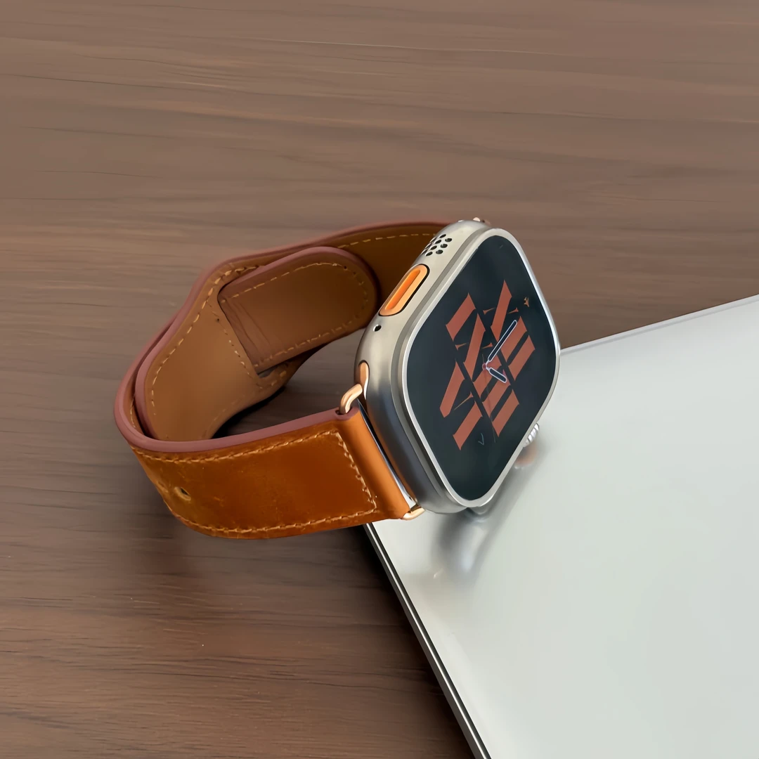 老钱风Apple Watch疯马纹真皮Ultra3表带适用S11苹果iwatch10手表