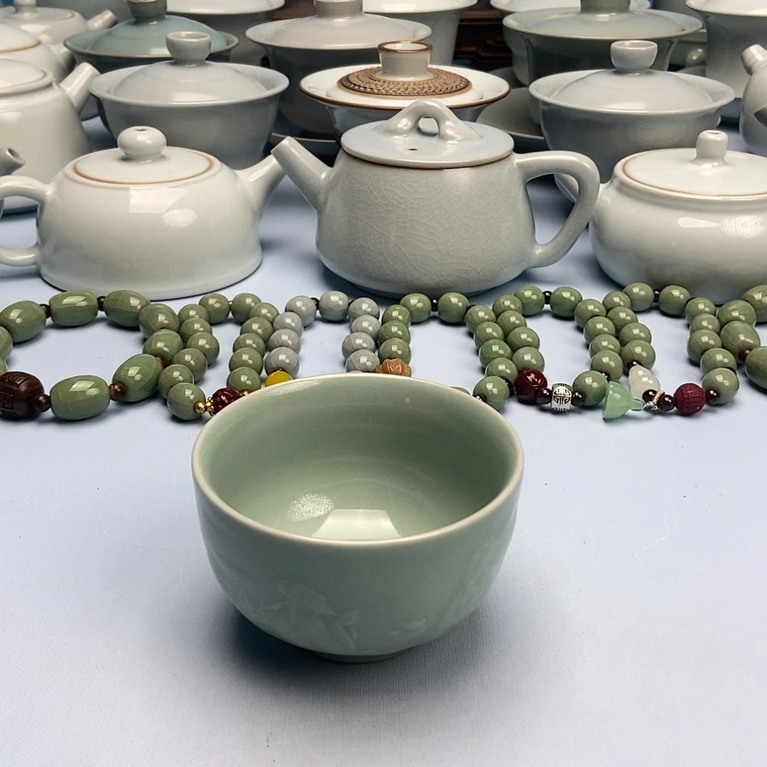 杯翠绿釉月下独酌杯原矿原釉原产地
