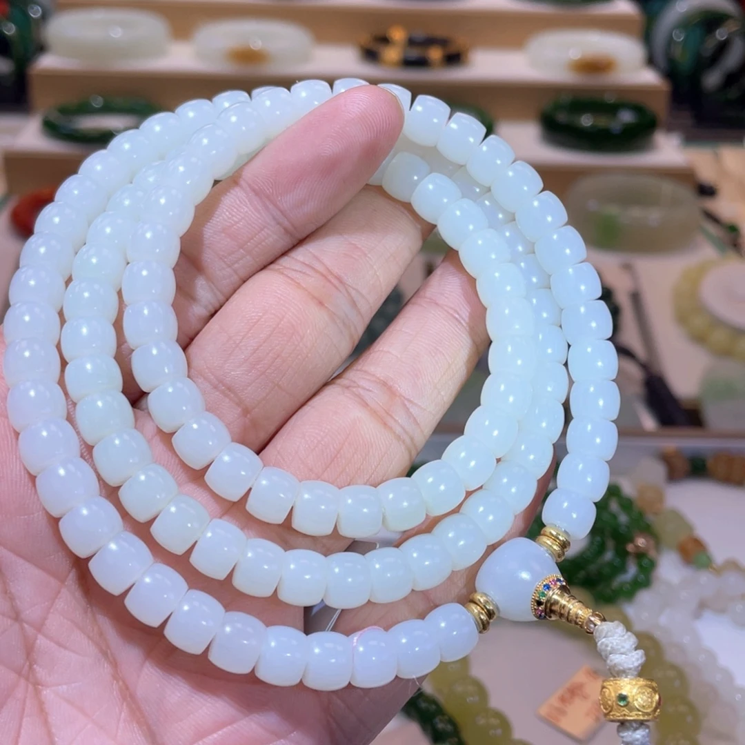 和田玉未镶嵌颈饰收藏级白玉108卡8