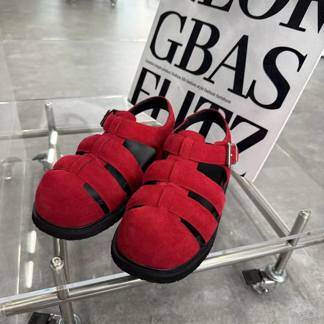 XZ3001 新款女鞋罗马鞋包头罗马凉鞋鞋子时尚红色舒适百搭