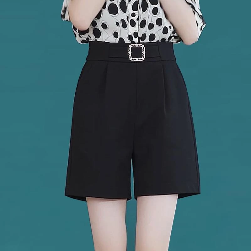 库越春秋夏薄款2025休闲大码五分裤女阔腿西装短裤小个子高腰直筒