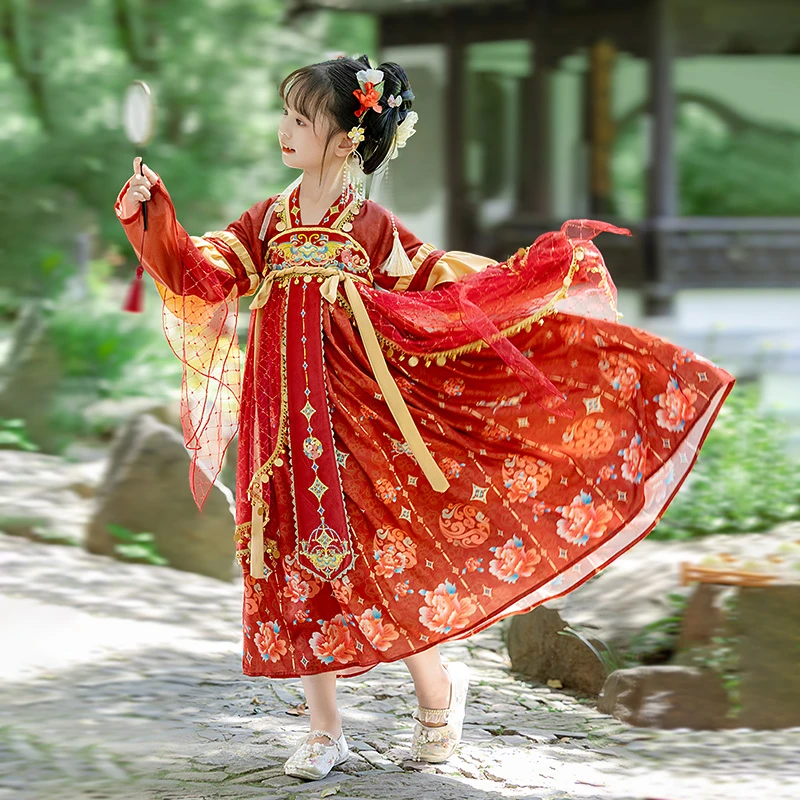 【锦瑟】儿童汉服襦裙中国风演出服女童古风仙气春秋表演服飘逸