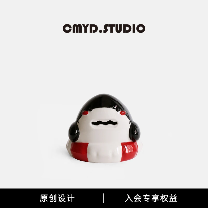 创意鲨鱼头存钱罐可爱卡通客厅装饰桌面摆件游泳圈收纳罐生日礼物