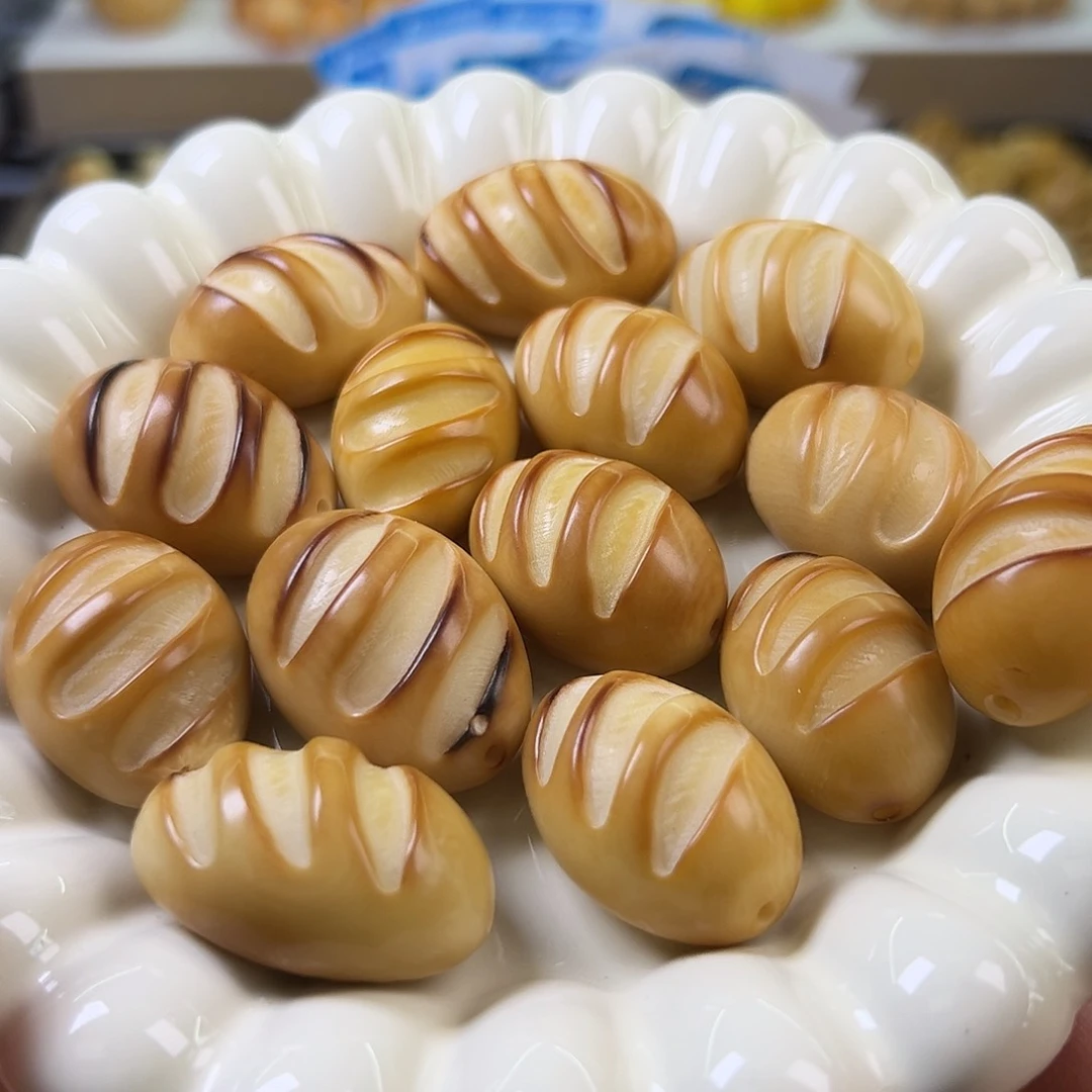 菩提根/象牙果手串微瑕炭烤法棍10颗配大小