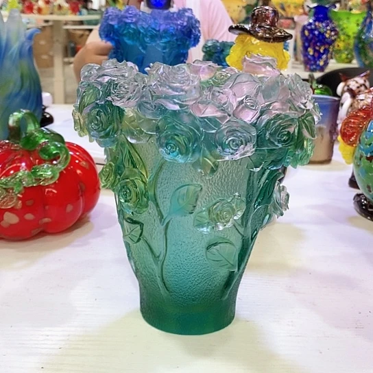 古法琉璃花瓶高20厘米口径10厘米