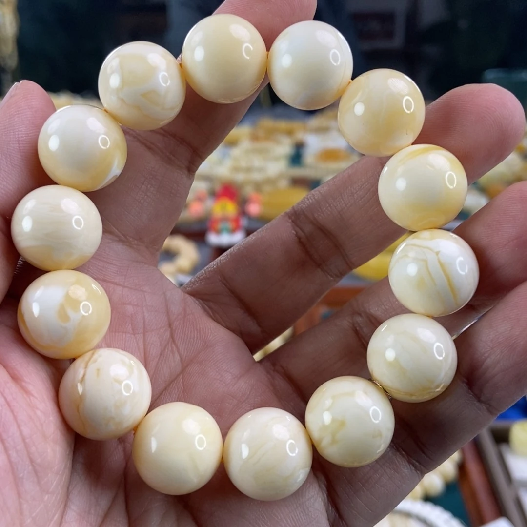 琥珀珠宝奇石未镶嵌16+白蜡同料串33.5