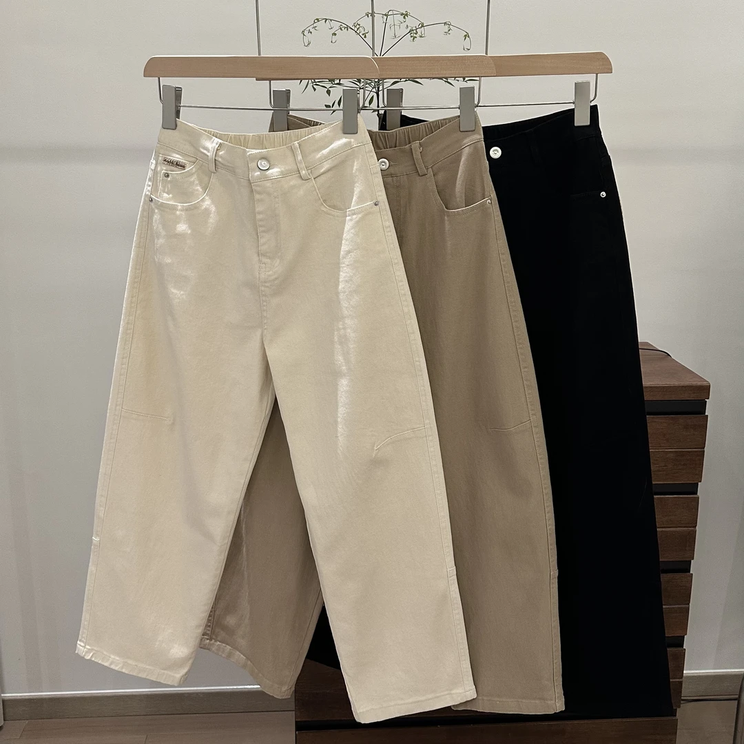 2025秋季新款直筒哈伦裤女宽松大码百搭高腰显瘦阔腿休闲男友裤