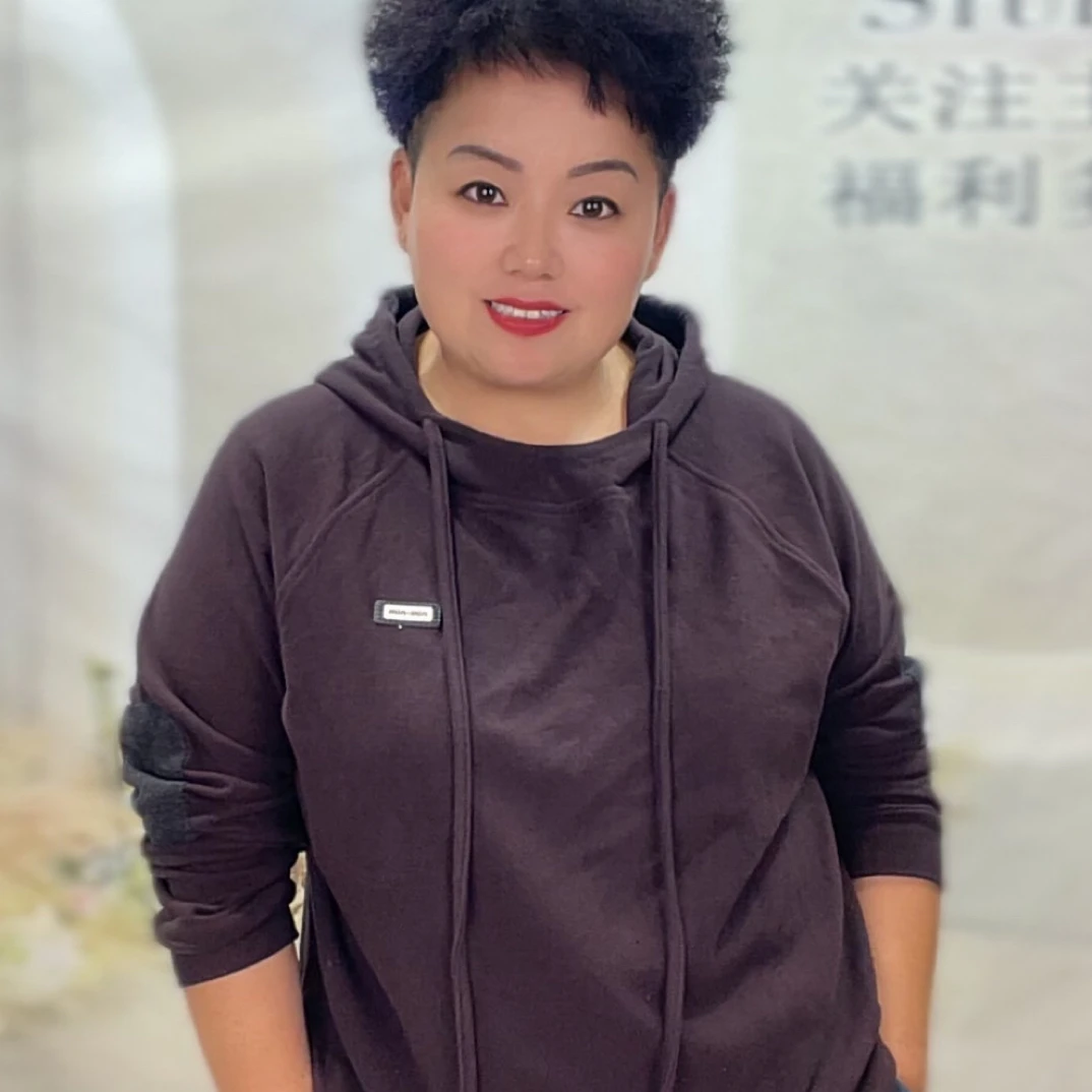 女士大码连帽德绒卫衣