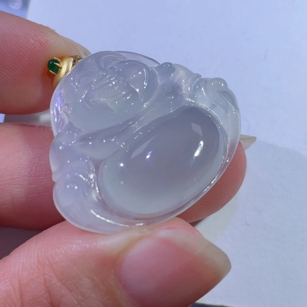 翡翠颈饰18K金镶嵌佛公