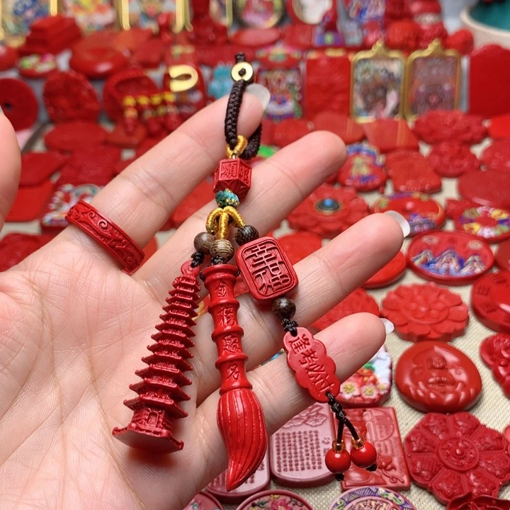 天然辰砂工艺品朱砂钥匙扣