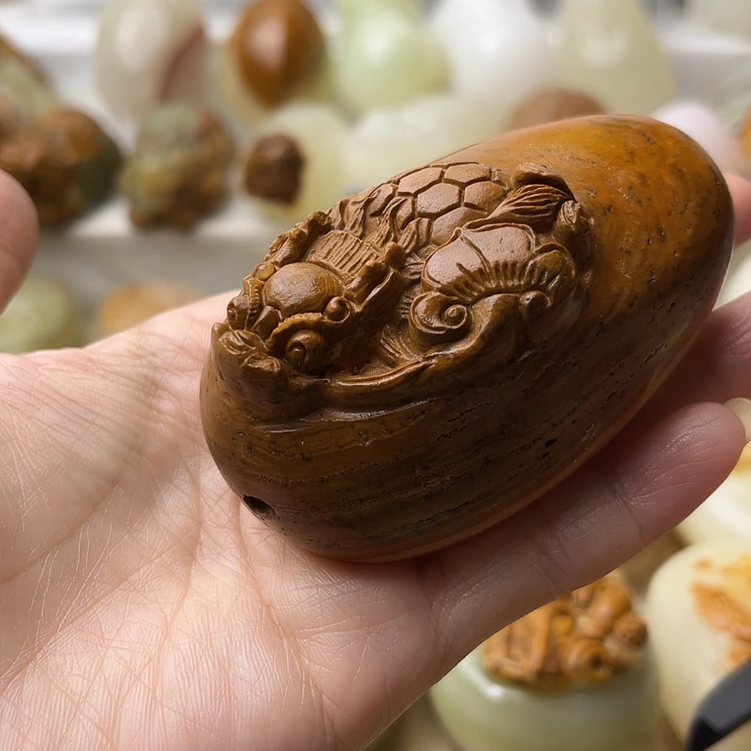 石材方解石手把摆件不退换龟微瑕