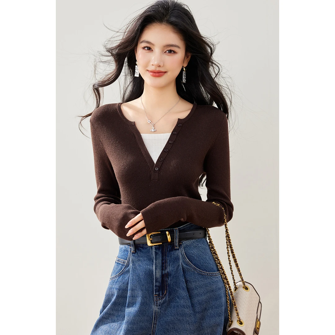 假两件时尚百搭气质针织衫女早秋新款千金清冷感贵系高级感上衣