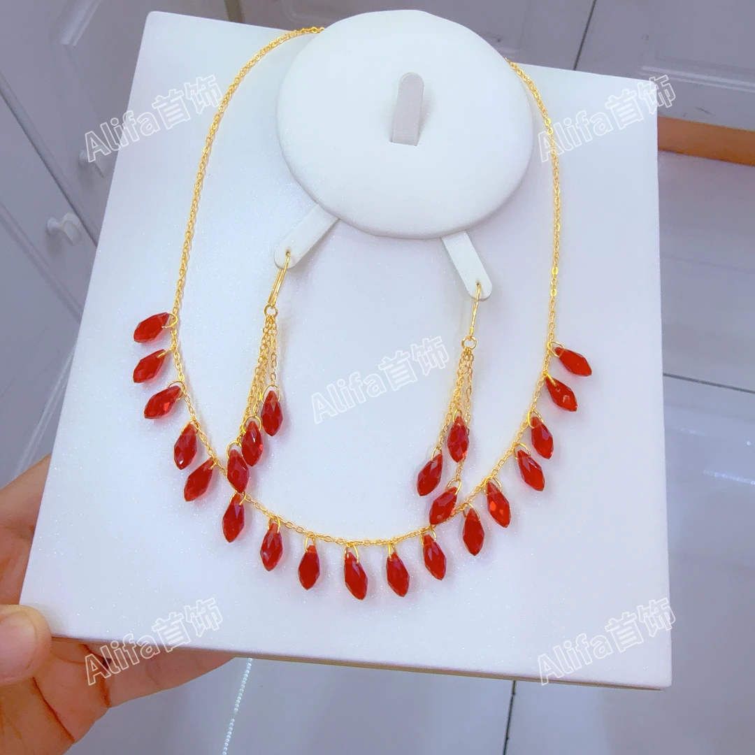 铜合金亚克力项链 新款时尚金子同款两件套首饰气质网红百搭