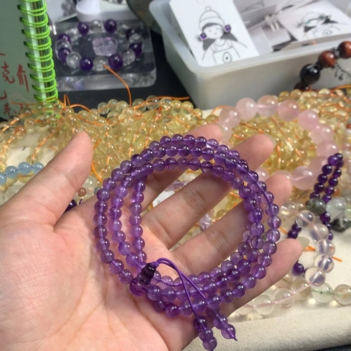 布紫水晶108颗手链