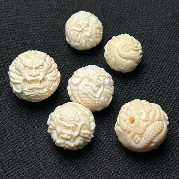 P233苏工龙圆珠18毫米 精工正品天然冰料猛犸文玩配珠