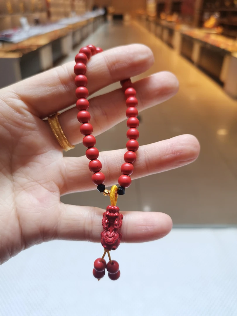 含辰砂工艺品朱砂红砂砂貔貅手链