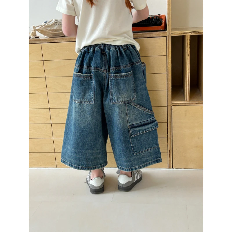 57186新款洋气女童时尚牛仔裤中大童韩版童装宽松裤子