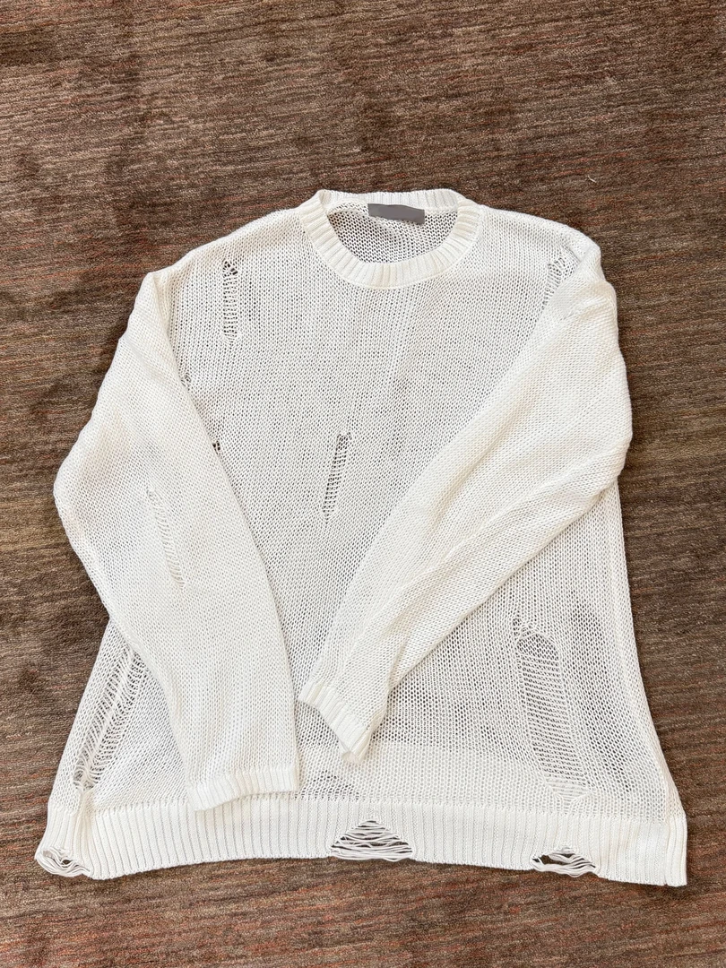 Uninhabitable 破洞防晒针织衫!修身内搭打底上衣