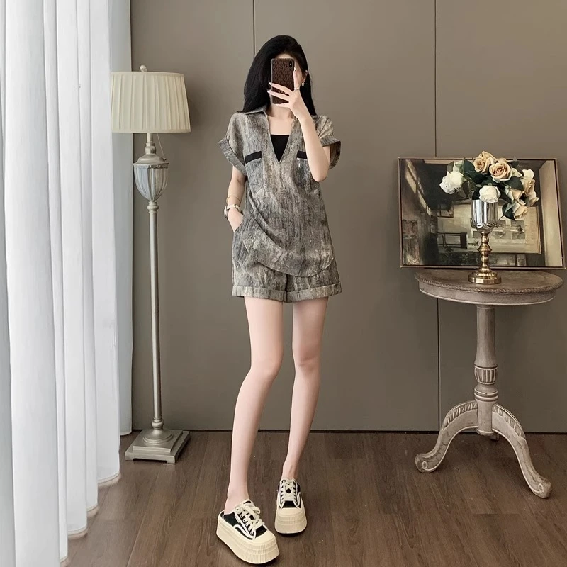 女装夏装短袖短裤套装2025新款爆款显瘦时尚洋气休闲运动两件套