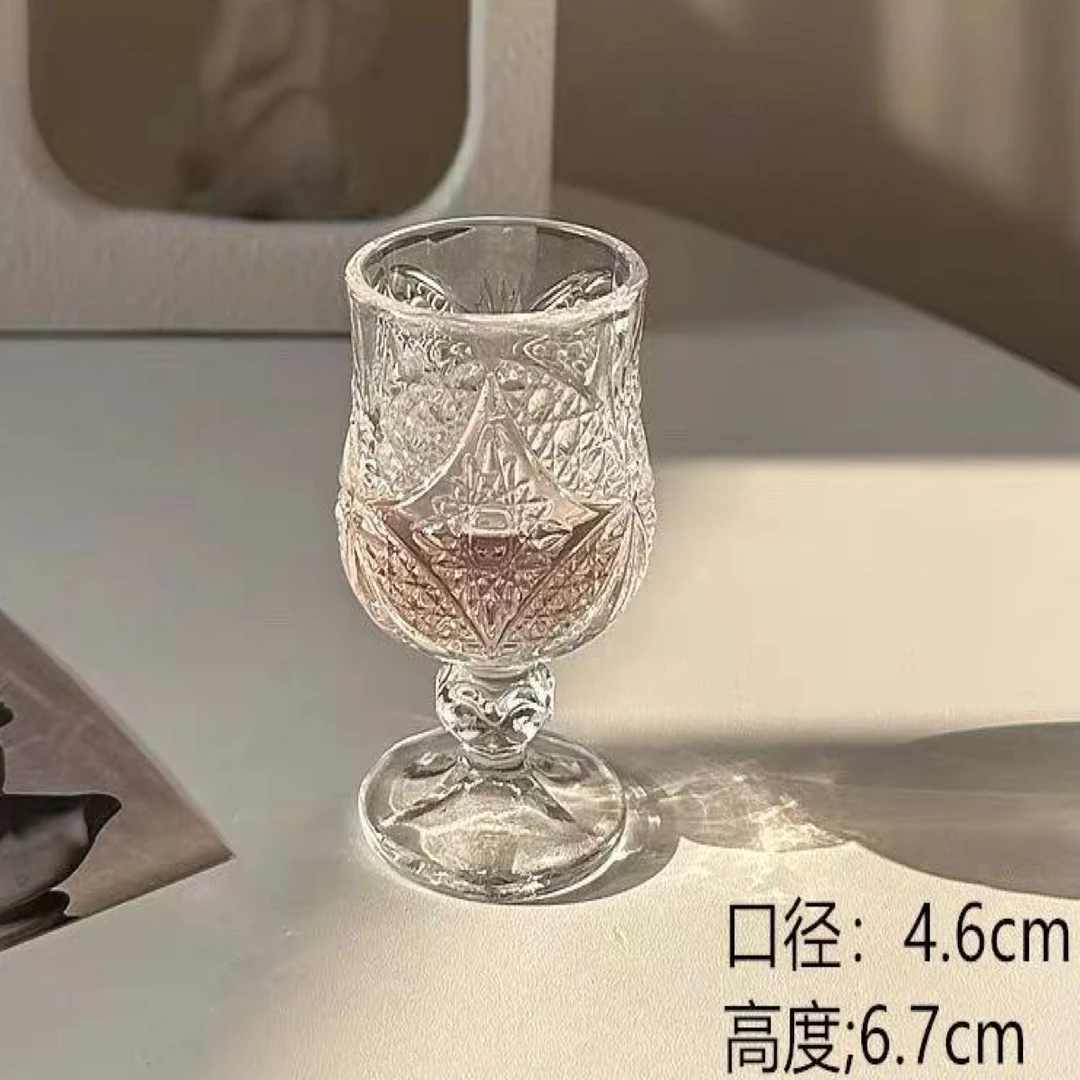 刻花高脚玻璃杯A13274