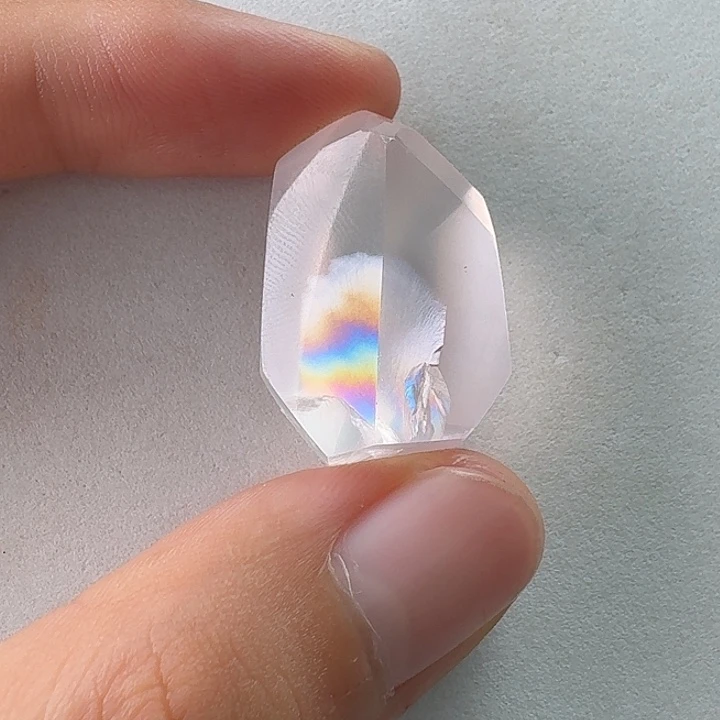 未镶嵌珠宝半成品水晶粉晶彩虹