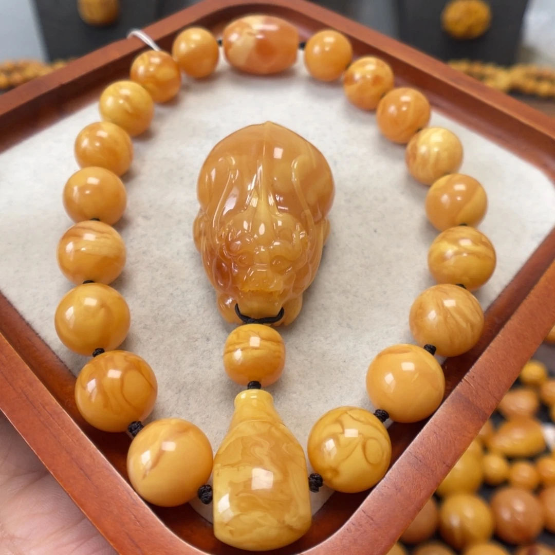 蜜蜡未镶嵌手链定制手持