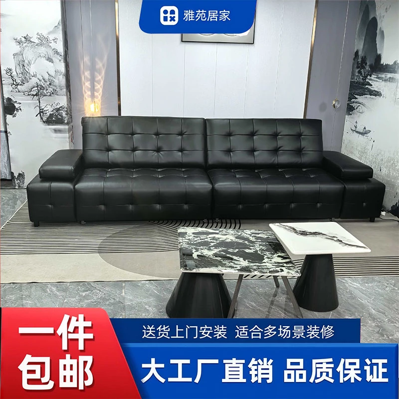 意式简约头层牛皮轻奢皮艺沙发客厅简约极简北欧三人位奢华品质