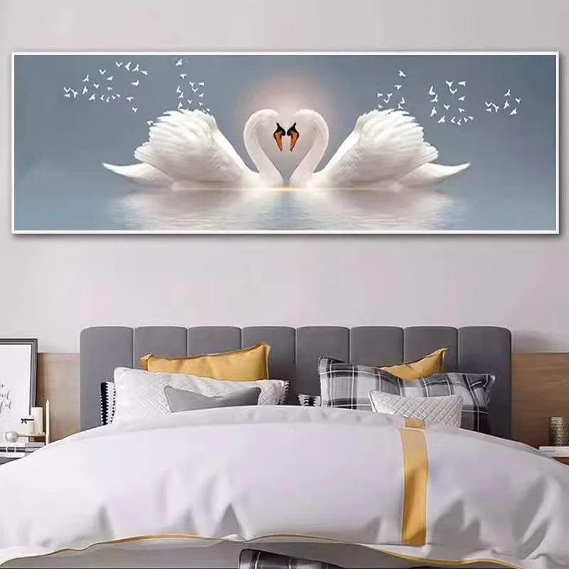 [喜宅家艺]J27天鹅床头挂画简约现温馨主卧室床头装饰画