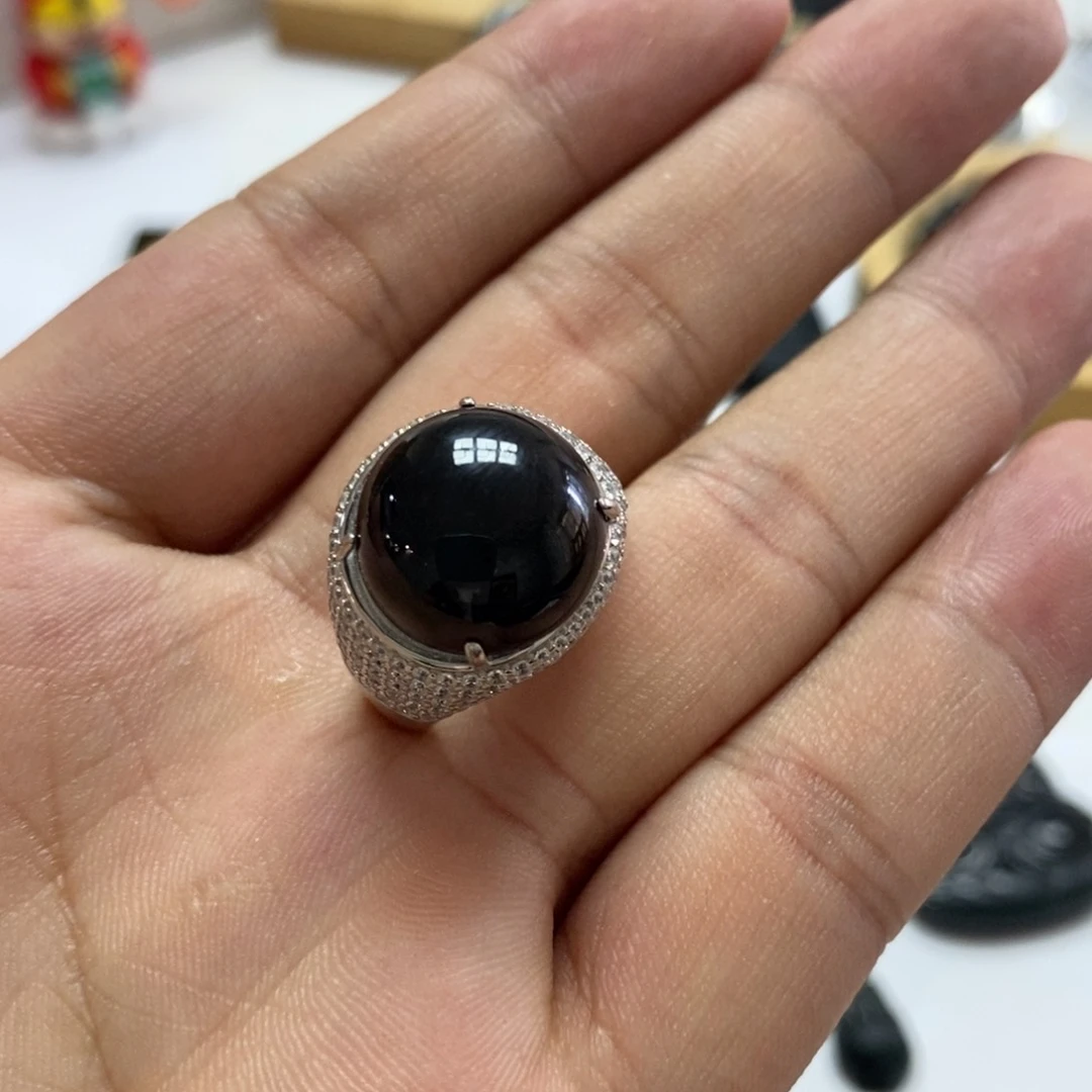 翡翠戒指银S925镶嵌云****雄
