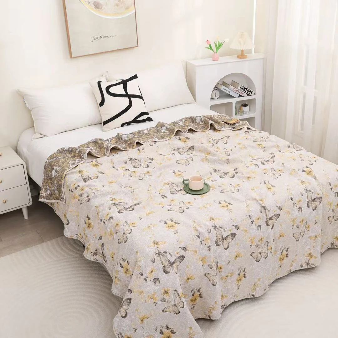 【床盖-蝶语】200*230CM可铺可盖多层纱布亲肤通用床盖