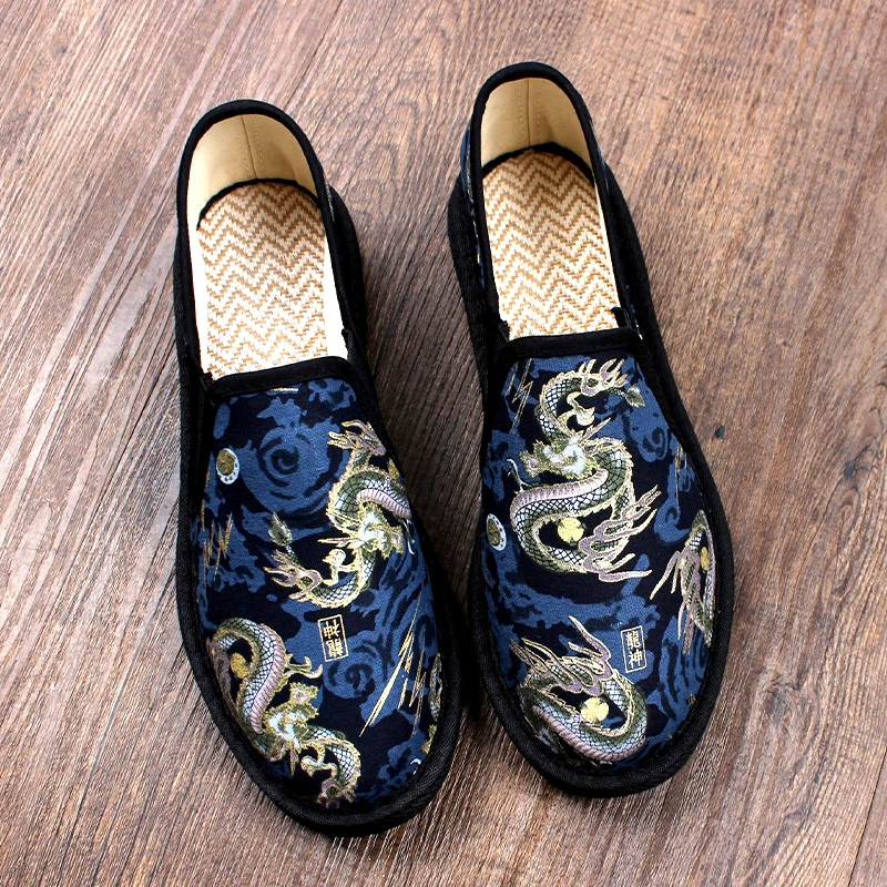 夏季新款老北京布鞋男高端手工千层底一脚蹬软底透气开车工作
